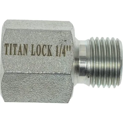 Переходной ниппель TITAN LOCK сталь, 1/4", НР BSP/ВР NPT, TL1/4RMBS-FNP