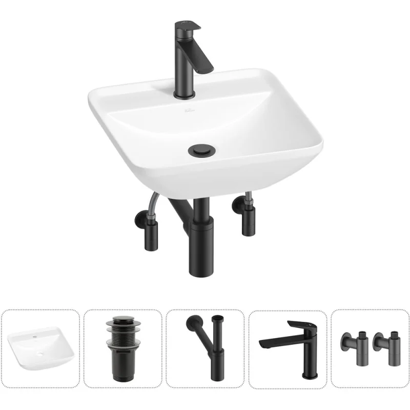 Набор Wellsee 5 в 1 Cute Twin S накладная раковина 43x43 см 20213367R