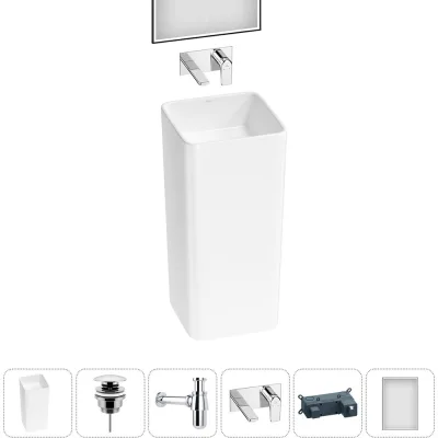 Набор Wellsee 5 в 1 Callipy Art напольная раковина 40x40x84 см 20218923R