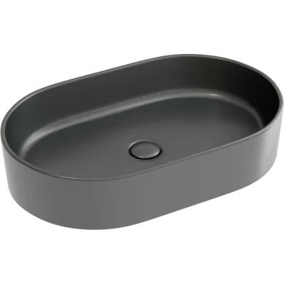 Умывальник-чаша накладная Ceramicanova Element овальная, цвет темный антрацит матовый, 608х385х122 мм CN6048MDH