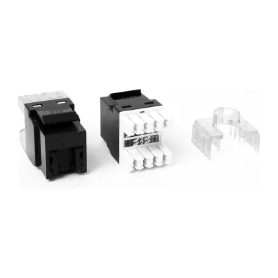 Модуль Keystone LANMASTER RJ45, неэкранированный, категория 6, со встроенной шторкой, 180 градусов, черный LAN-OK45U6/180R-BK