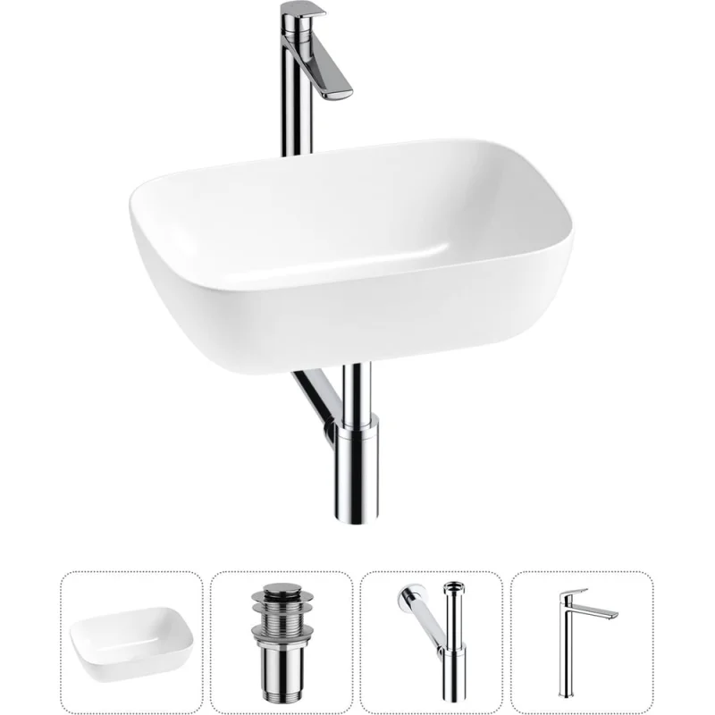 Комплект Wellsee 4 в 1 Lavinia Boho Bathroom Sink накладная раковина 46x33 см 20215199R