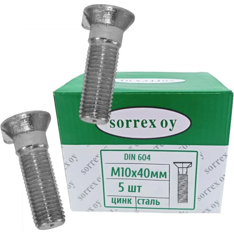 Мебельный болт SORREX М10x40 с полукруглой головкой шляпкой и усом оцинкованный по DIN 604 с неполной резьбой 5 штук 0604-1-10-040 5