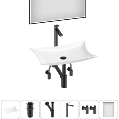 Комплект Wellsee 6 в 1 Lavinia Boho Bathroom Sink накладная раковина 59x39 см 20219362R
