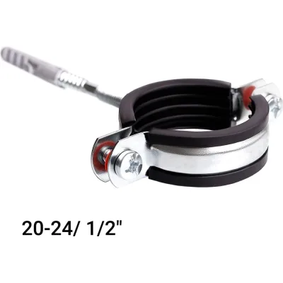 Хомут с EPDM уплотнителем UWS 20-24 мм 1/2 с гайкой М8 в комплекте ш+д 130776