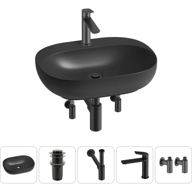 Набор Wellsee 5 в 1 Pro Line накладная/подвесная раковина 53x41 см 20212447R