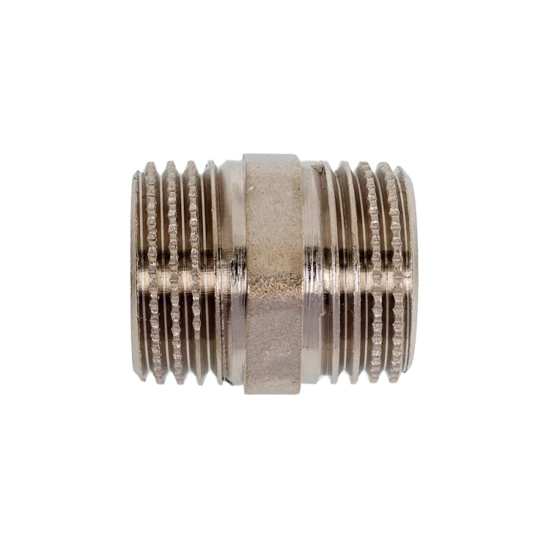 Ниппель прямой LD PRIDE DN15 (1/2") НР/НР латунь никель с биркой LD.67.511.15