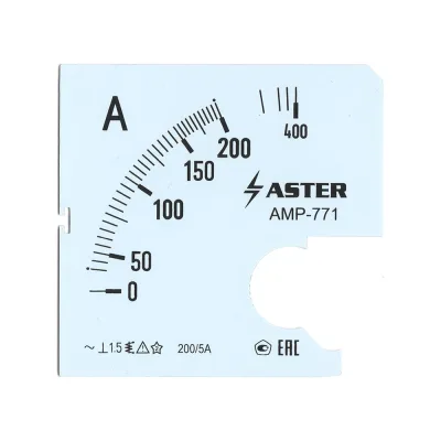 Шкала Aster к амперметру AMP-771 200/5 А SC771-200