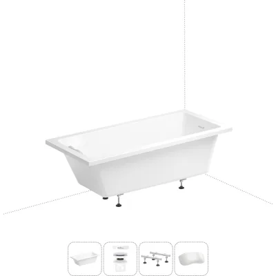 Акриловая ванна Wellsee 165х80 см FreeDom 2.0 в наборе 4 в 1 20212809R