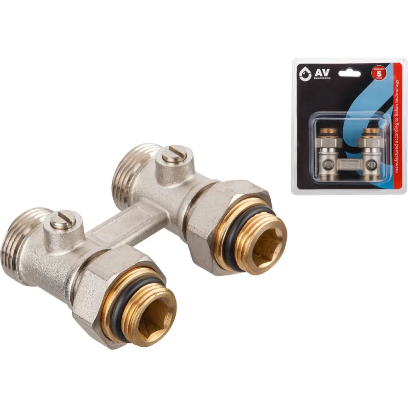 Клапан прямой шаровой AV Engineering 3/4" нар, для радиатора (мультифлекс) AVE289003