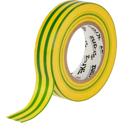 Изолента ПВХ KRANZ 0,13х19 мм, 25 м, желто-зеленая KR-09-2207
