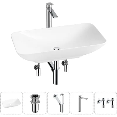 Акционный набор Wellsee 5 в 1 Demure накладная раковина 70x38 см 20214611R