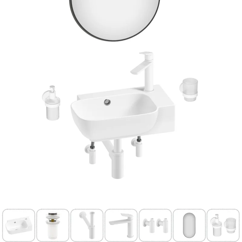 Комплект Wellsee 7 в 1 Lavinia Boho Bathroom Sink накладная/подвесная раковина 40x24 см 20219772R
