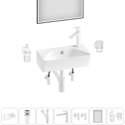 Комплект Wellsee 7 в 1 Lavinia Boho Bathroom Sink накладная/подвесная раковина 40x22 см 20219800R
