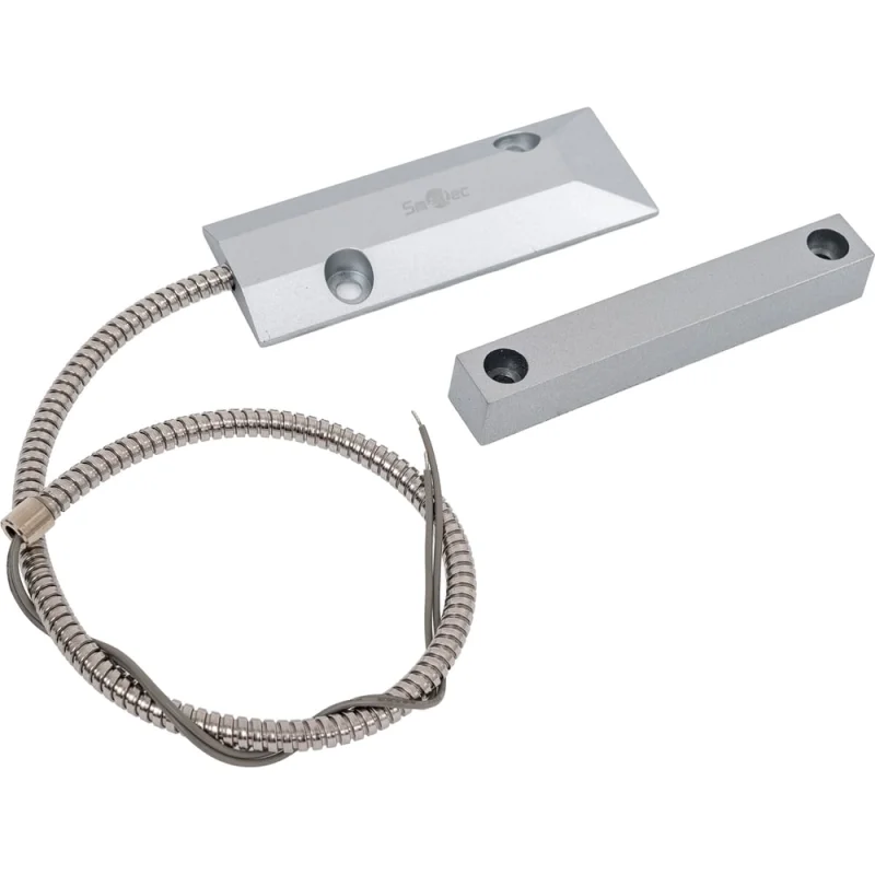 Магнитоконтактный датчик Smartec ST-DM140NC-SL накладной для металлических дверей, металлорукав smkd0219