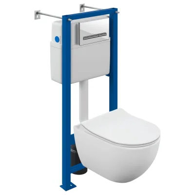 Комплект Cersanit BRASKO SMART CO DPL EO slim инсталляция VECTOR, кнопка PILOT стекло, белый 68277