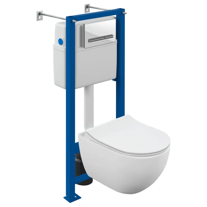 Комплект Cersanit BRASKO SMART CO DPL EO slim инсталляция VECTOR, кнопка PILOT стекло, белый 68277