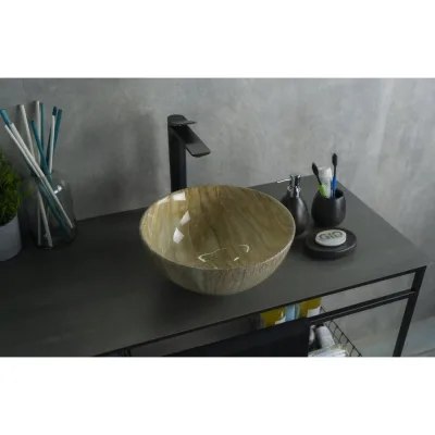 Раковина накладная Gid Mnc488 под камень глянцевая 32x32x14 54436