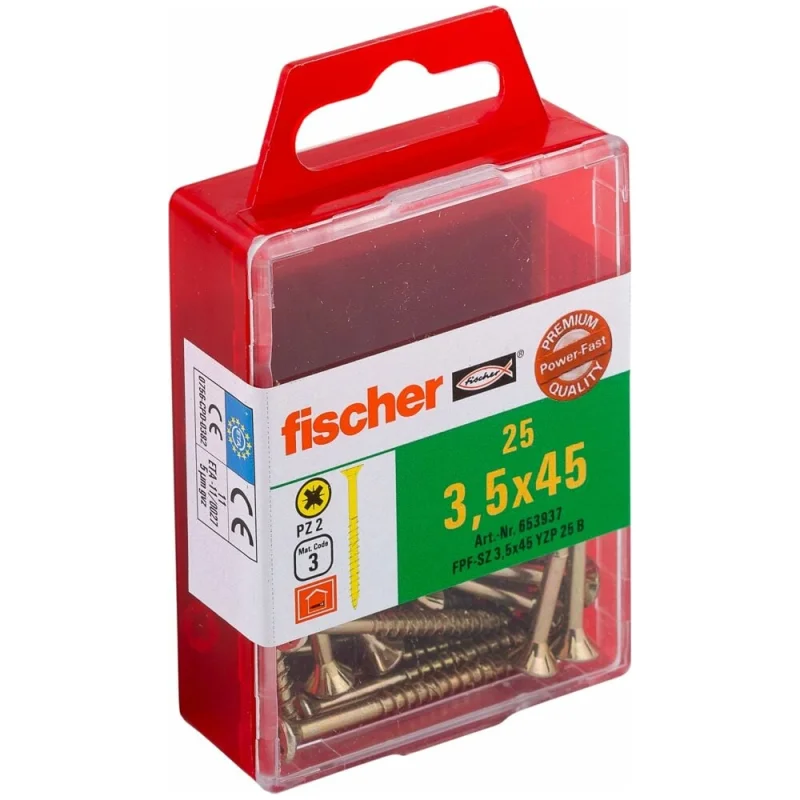 Шуруп для дерева Fischer fpf-sz 3,5x45 yzp, жёлт. цинк, 25 шт. 653937