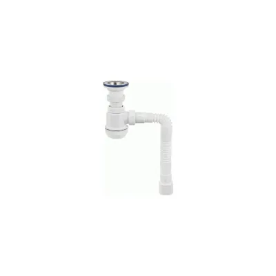 Сифон VIRPLAST МИНИ Элит 1.1/2 х40/50 с нерж.чашкой 70 мм и гибкой трубой 100320 30986760