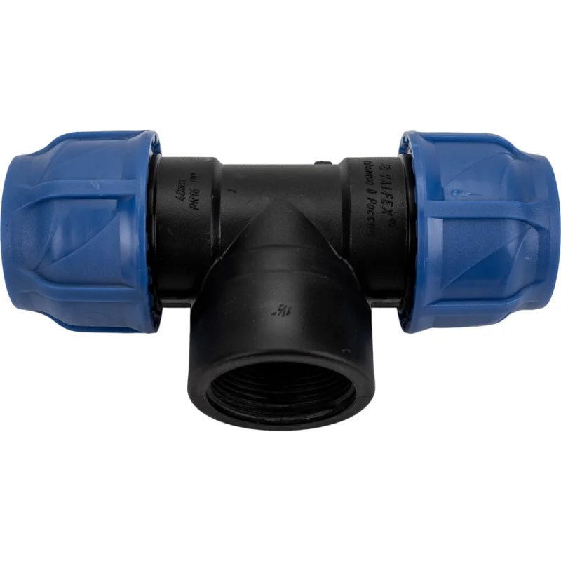 Компрессионный переходной тройник VALFEX ПНД, с внутренней резьбой, 40-1 1/2"-40 1210014011240