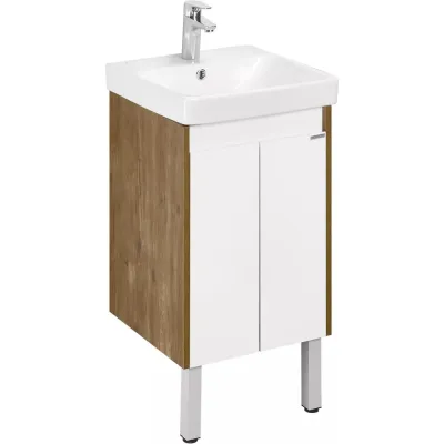 Тумба AQUATON Сканди Doors 45 с раковиной Адриана 45, цвет Белый/дуб рустикальный 1A2787V0SDZ90