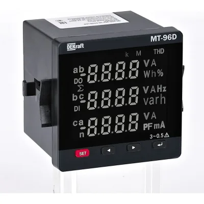 Мультиметр цифровой Dekraft МТ-72D, 72x72 мм, трехфазный, вход 600 В, 1 А, RS485, LED-дисплей 51405DEK