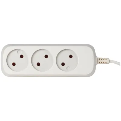 Электрический удлинитель Intro U330W без заземления, 3 розетки, 3 м ШВВП 2x0.75 мм2, 6 A, белый Б0057236