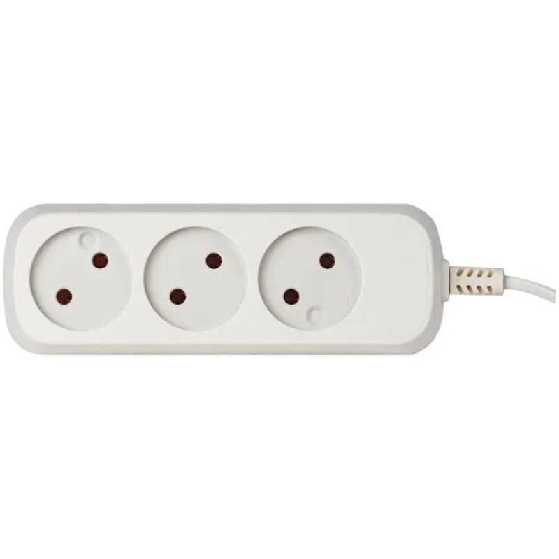 Электрический удлинитель Intro U330W без заземления, 3 розетки, 3 м ШВВП 2x0.75 мм2, 6 A, белый Б0057236