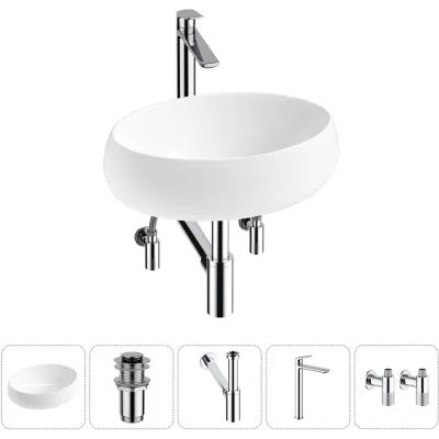 Комплект 5 в 1 Wellsee Lavinia Boho Bathroom Sink накладная раковина 46x31 см (состоит из 3331108 20215075R