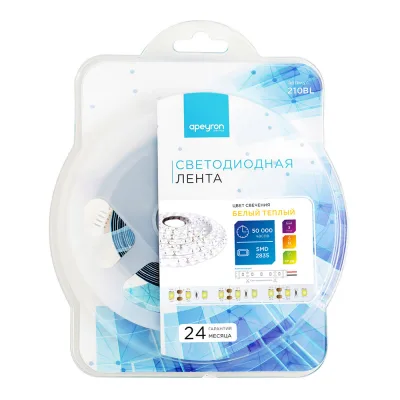Лента светодиодная Apeyron 3000К 14,4 Вт/м 12 В IP20 SMD 2835 3 м (210BL)