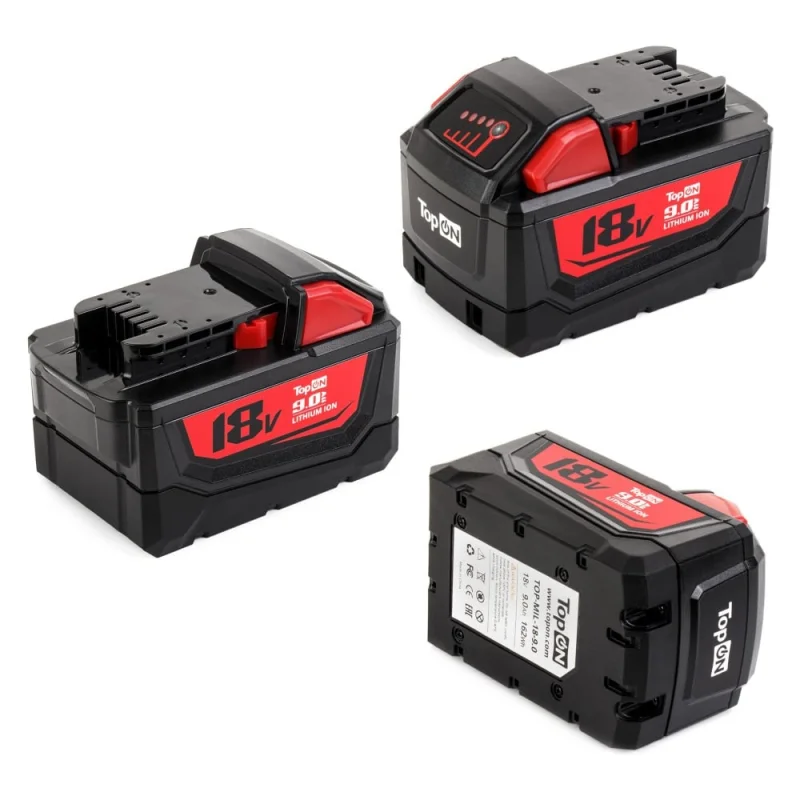 Аккумулятор TopON для Milwaukee 18V 9.0Ah (Li-ion) PN: M18 B9 TOP-MIL-18-9.0