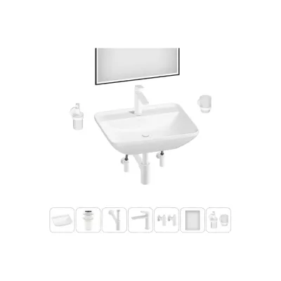 Акционный набор Wellsee 7 в 1 Cute Twin S накладная раковина 55x42 см 20218978R