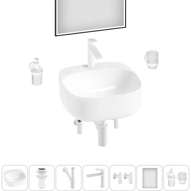 Набор Wellsee 7 в 1 Ideal накладная раковина 42x42 см 326901000, 18 20218682R