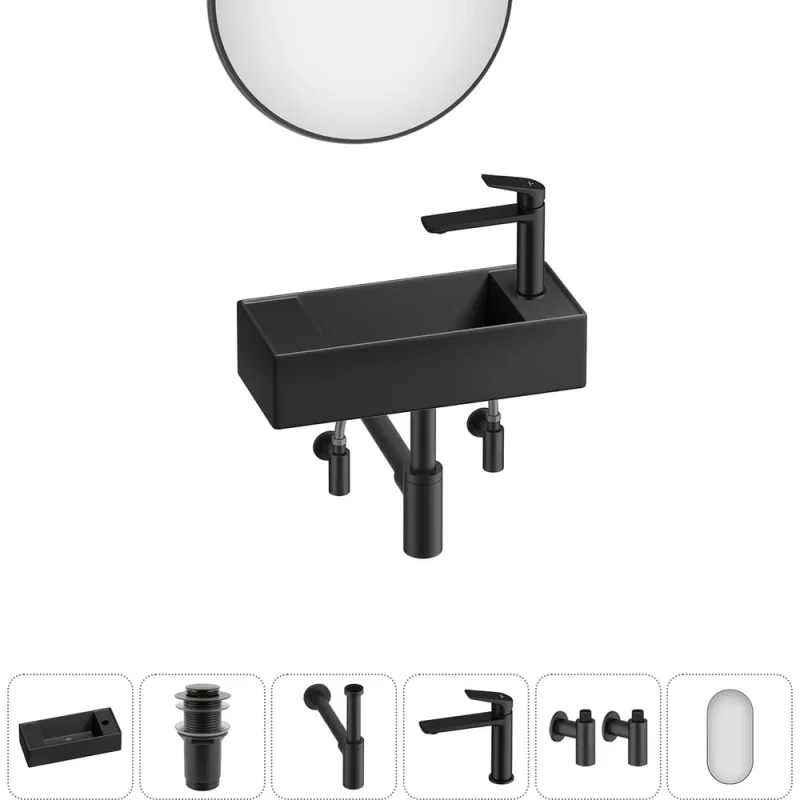 Комплект 6 в 1 Wellsee Lavinia Boho Bathroom Sink накладная/подвесная раковина 43x18 см 20219718R