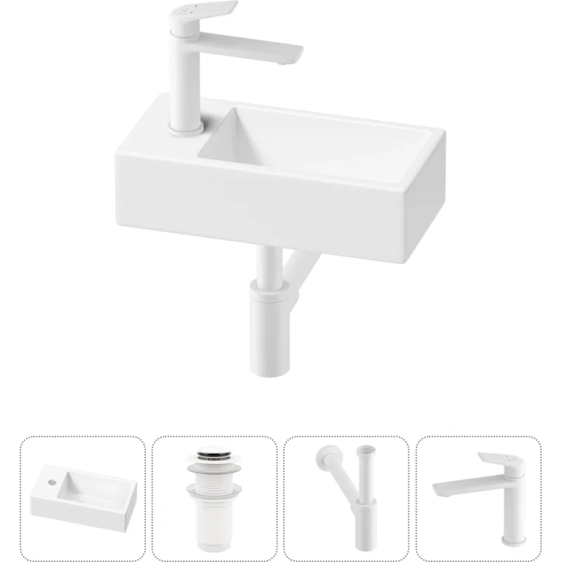 Комплект 4 в 1 Wellsee Lavinia Boho Bathroom Sink накладная/подвесная раковина 40x20 см 20216004R