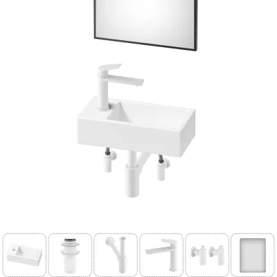 Комплект 6 в 1 Wellsee Lavinia Boho Bathroom Sink накладная/подвесная раковина 40x20 см 20219586R