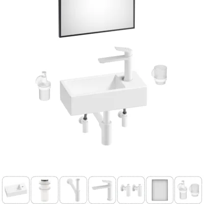 Комплект Wellsee 7 в 1 Lavinia Boho Bathroom Sink накладная/подвесная раковина 40x20 см 20219576R