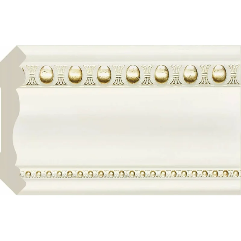 Карниз Cosca Decor интерьерный багет, 60 мм, белый с золотом СПБ023875
