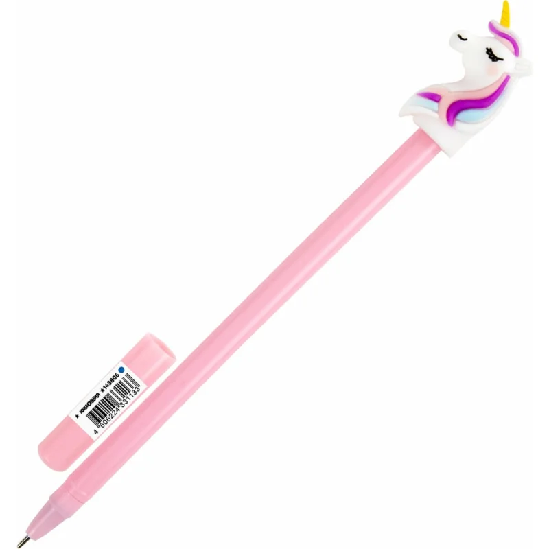 Шариковая ручка ЮНЛАНДИЯ Единорожка с топпером, корпус ассорти, синяя, 0.7 мм 143806