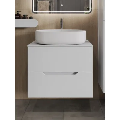 Тумба с раковиной подвесная 70 см, белый ORANGE Лайн Li-70TuwMDF+B08-600W