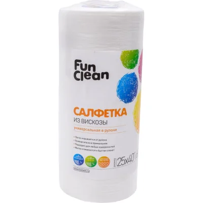 Сухая салфетка из вискозы Fun Clean универсальная, 25х40 см, 60 шт. в рулоне 6760