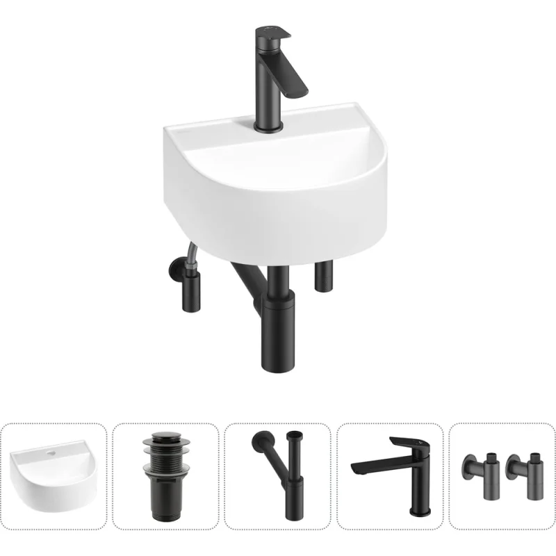 Мини-раковина для ванной комнаты или туалета Wellsee WC Area в наборе 5 в 1 20212122R