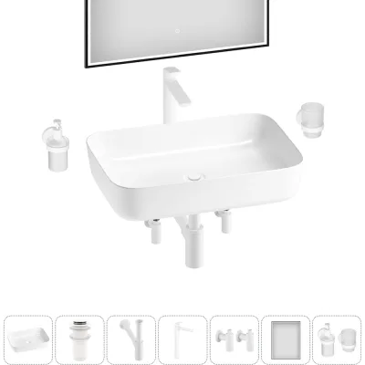 Набор 7 в 1 Wellsee Preen накладная раковина 50x40 см, состоит из 329703000, 18 20218298R