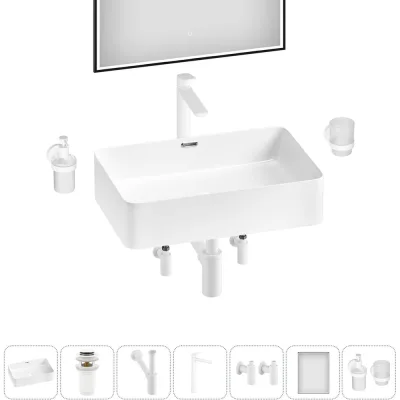 Комплект Wellsee 7 в 1 Lavinia Boho Bathroom Sink накладная раковина 60x39 см 20219344R