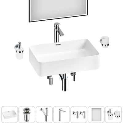 Комплект Wellsee 7 в 1 Lavinia Boho Bathroom Sink накладная раковина 60x39 см 20219341R