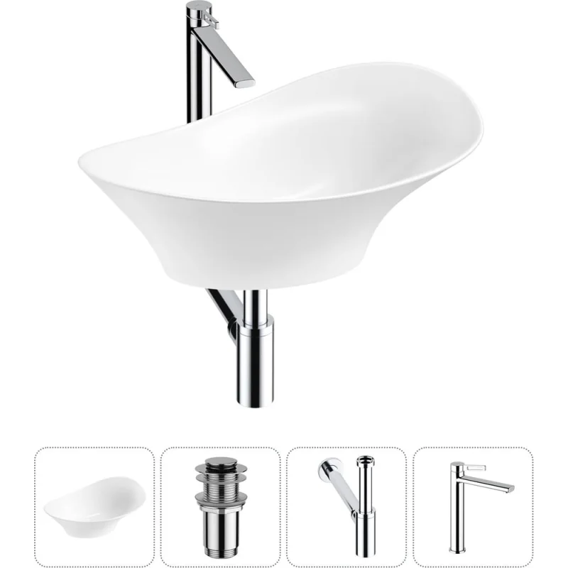 Комплект Wellsee 4 в 1 Lavinia Boho Bathroom Sink накладная раковина 56x33 см 20215356R