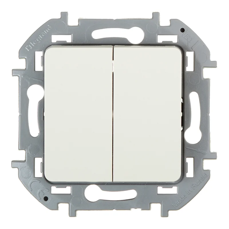 Выключатель Legrand Inspiria двухклавишный встраиваемый слоновая кость (673621)