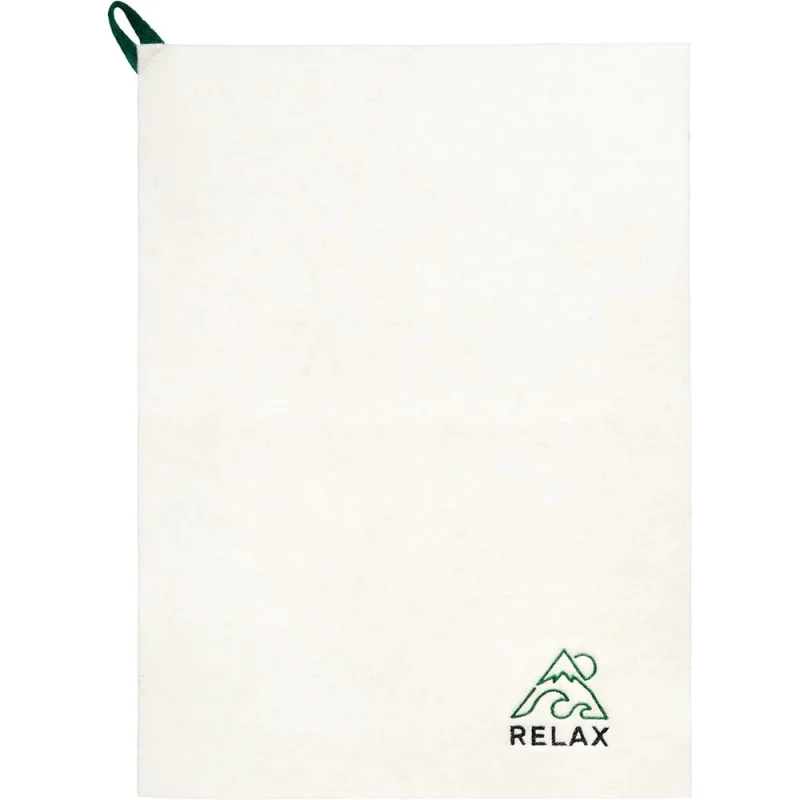 Коврик для бани и сауны с вышивкой ГлавБаня Relax, 38x52см, войлок белый Б4211