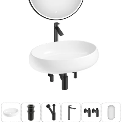 Комплект 6 в 1 Wellsee Bathroom Sink накладная раковина 60x40 см состоит из 3331109 20219266R